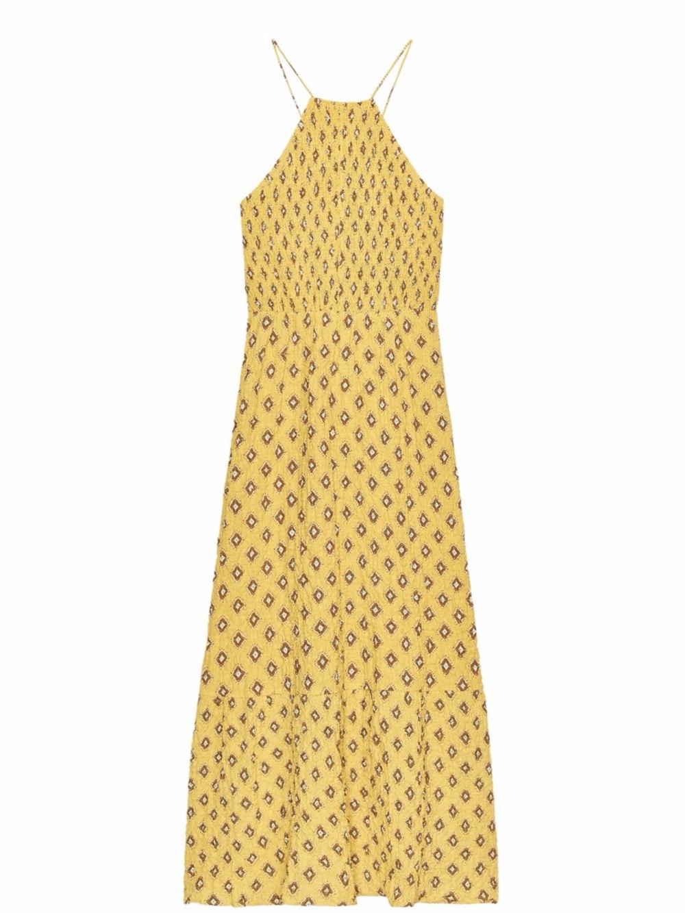 Zara Yellow Printed Midi Dress